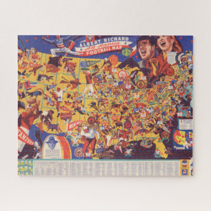 All-American Vintage Football Map Jigsaw Puzzle
