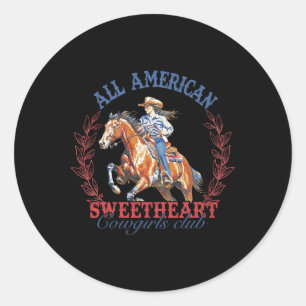 All American Western Sweetheart Cowgirls Club 4th Classic Round Sticker
