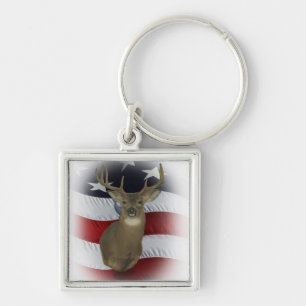 All American Whitetail Deer Hunter Keychain