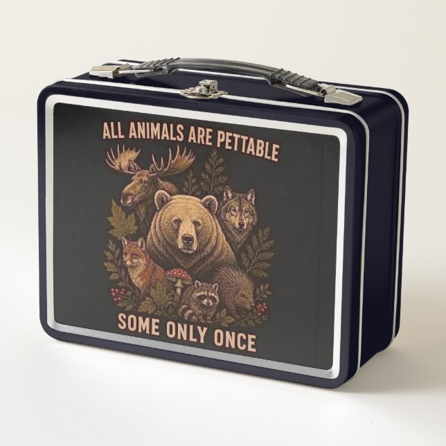 all animals are pettable metal lunch box (Front)