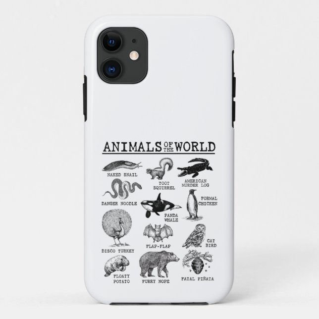 All Animals of the World Vintage Funny Animal Meme Case-Mate iPhone Case (Back)