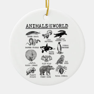 All Animals of the World Vintage Funny Animal Meme Ceramic Ornament