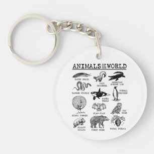 All Animals of the World Vintage Funny Animal Meme Keychain