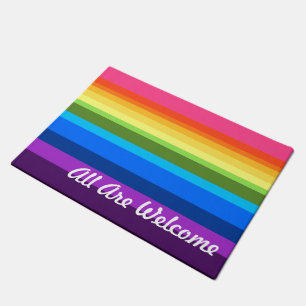 All Are Welcome Or Custom Text Rainbow Doormat