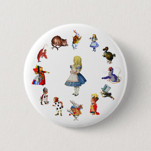 ALL AROUND ALICE IN WONDERLAND 2 INCH ROUND BUTTON
