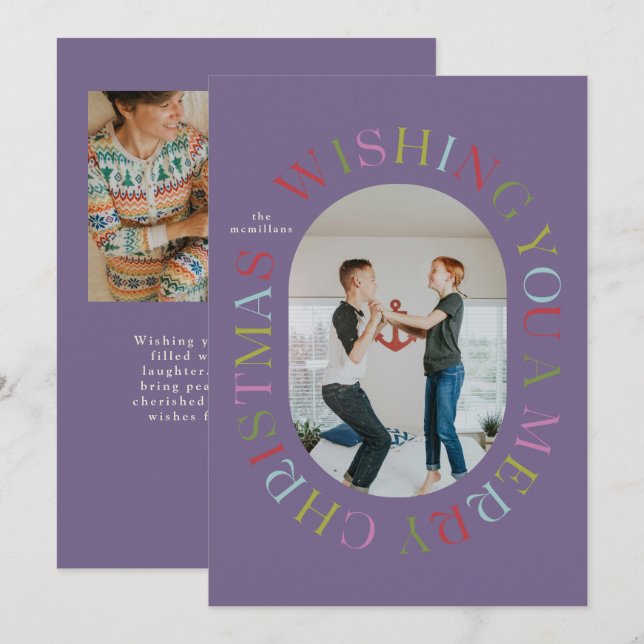 All Around Merry Christmas Colourful Photo Card (Front/Back)