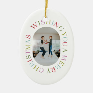 All Around Merry Christmas Colourful Photo Ornamen Ceramic Ornament