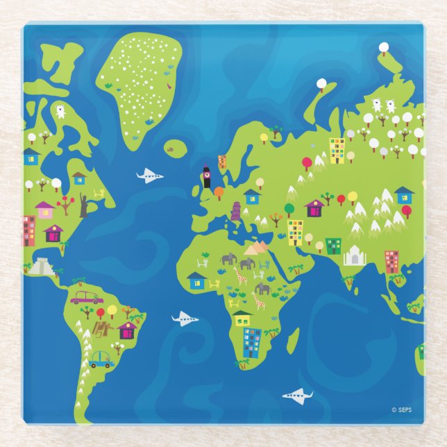 All Around the World Glass Coaster (Front)