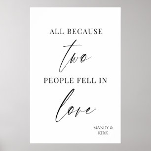 All Because Two People Fell in Love Wedding Sign