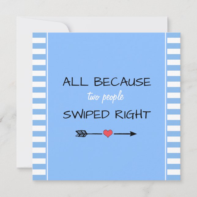 All Because Two People Swiped Right Baby Shower Thank You Card (Front)