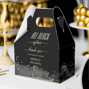 All black affair birthday party elegant minimalist favor box