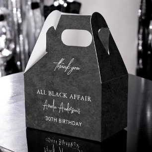 All Black Affair Birthday Party Modern Elegant Favor Box