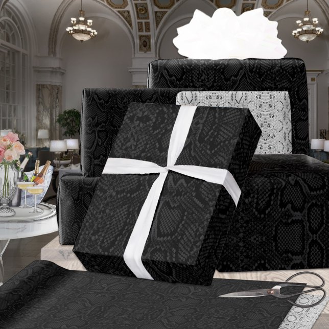 All Black Exotic Python Snakeskin Wrapping Paper (Creator Uploaded)
