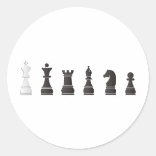 All black one white, chess pieces classic round sticker