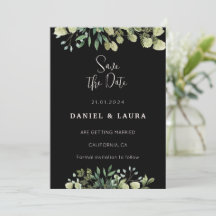 All Black Save the Date Invitation