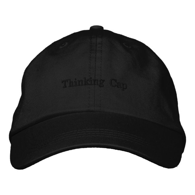 All-Black “Thinking Cap” — Subtle Statement Funny  Embroidered Hat (Front)