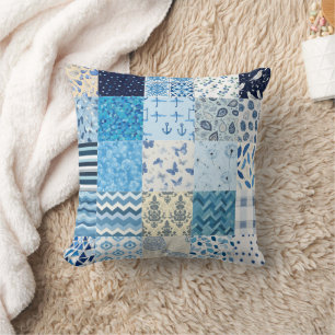 All Blue Cheat Quilt Pattern 2025 Throw Pillow