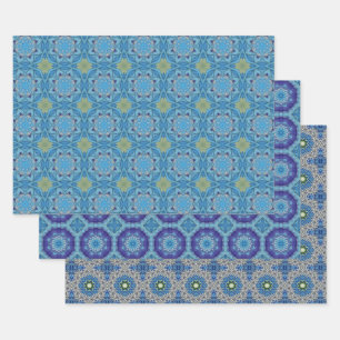 All Blue Seamless Ethnic Pattern Set 1 Wrapping Paper Sheet