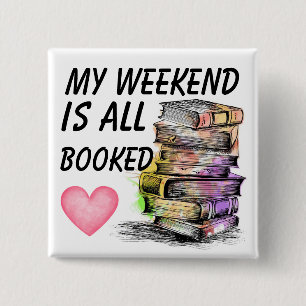 All Booked  2 Inch Square Button
