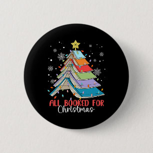 All Booked For Christmas Book Christmas Tree Light 2 Inch Round Button