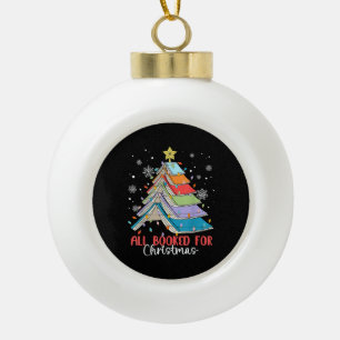 All Booked For Christmas Book Christmas Tree Light Ceramic Ball Christmas Ornament