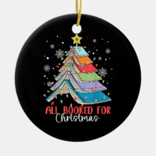 All Booked For Christmas Book Christmas Tree Light Ceramic Ornament