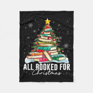 All Booked For Christmas Book Christmas Tree Light Fleece Blanket