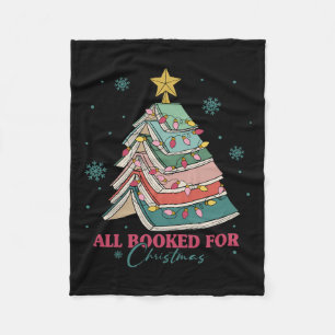 All Booked For Christmas Book Christmas Tree Light Fleece Blanket