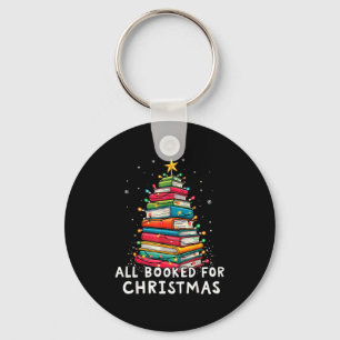All Booked For Christmas Book Christmas Tree Light Keychain