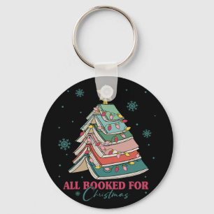 All Booked For Christmas Book Christmas Tree Light Keychain