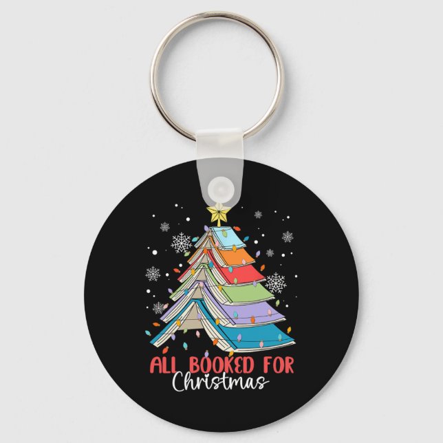 All Booked For Christmas Book Christmas Tree Light Keychain (Front)