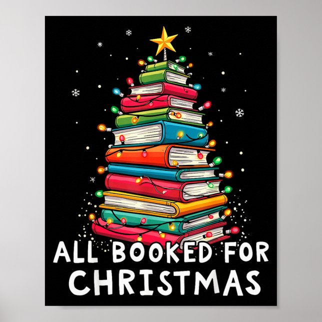 All Booked For Christmas Book Christmas Tree Light Poster (Front)