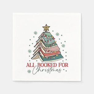 All Booked For Christmas Book Lover Christmas Xmas Napkin