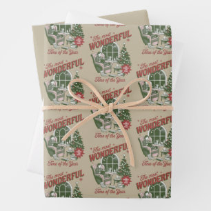 All Booked for Christmas Book The Most Wonderful  Wrapping Paper Sheet