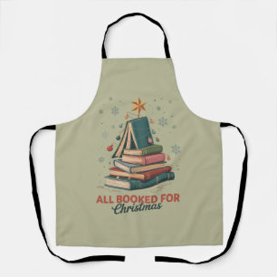 All Booked for Christmas Book Tree Xmas Teacher  Apron
