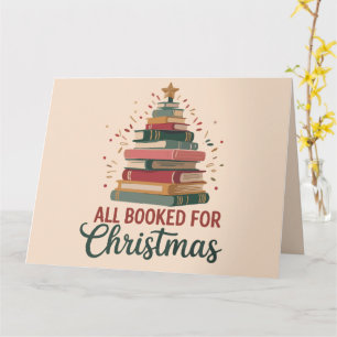 All Booked for Christmas Book Tree Xmas Teacher Card