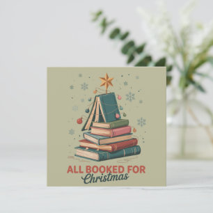All Booked for Christmas Book Tree Xmas Teacher Holiday Card