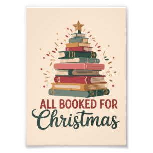 All Booked for Christmas Book Tree Xmas Teacher  Photo Print