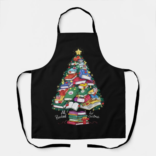 All Booked For Christmas Book Xmas Gift Librarian  Apron (Front)