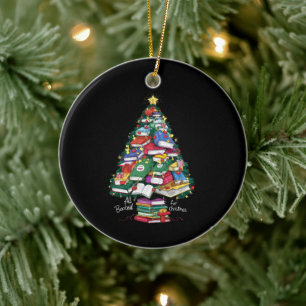 All Booked For Christmas Book Xmas Gift Librarian Ceramic Ornament