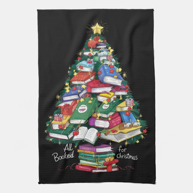All Booked For Christmas Book Xmas Gift Librarian  Kitchen Towel (Vertical)