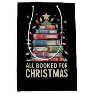 All Booked For Christmas Book Xmas Tree Holiday Medium Gift Bag