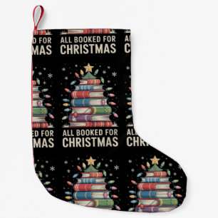 All Booked For Christmas Book Xmas Tree Holiday Small Christmas Stocking