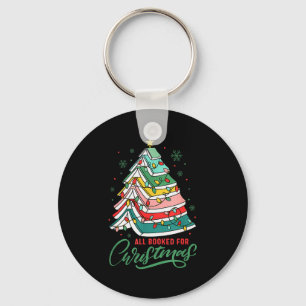 All Booked For Christmas Book Xmas Tree Lights Rea Keychain