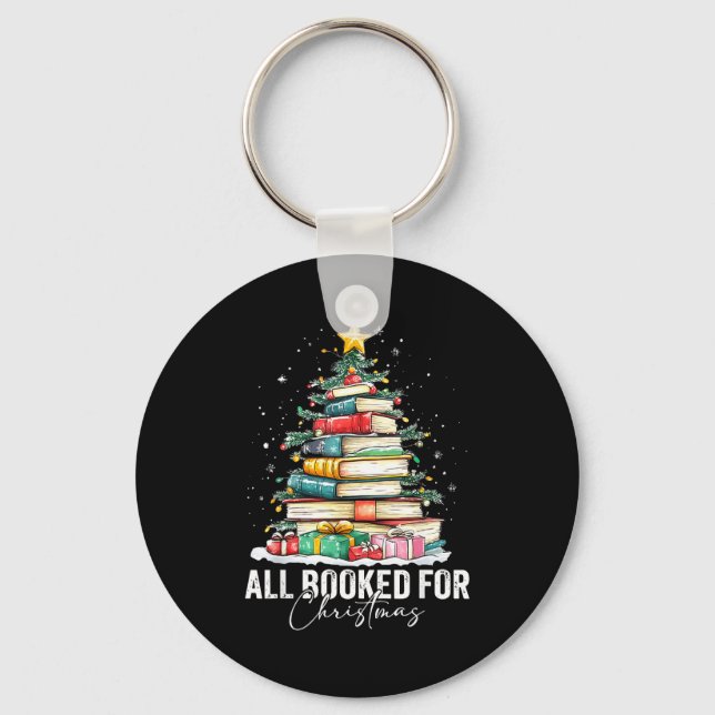 All Booked For Christmas Coquette Books Teacher Xm Keychain (Front)