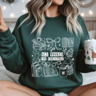 All Booked for Christmas Doodle Green Sweatshirt
