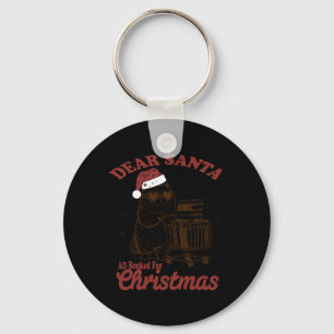 All Booked For Christmas Funny Cat Book Christmas Keychain