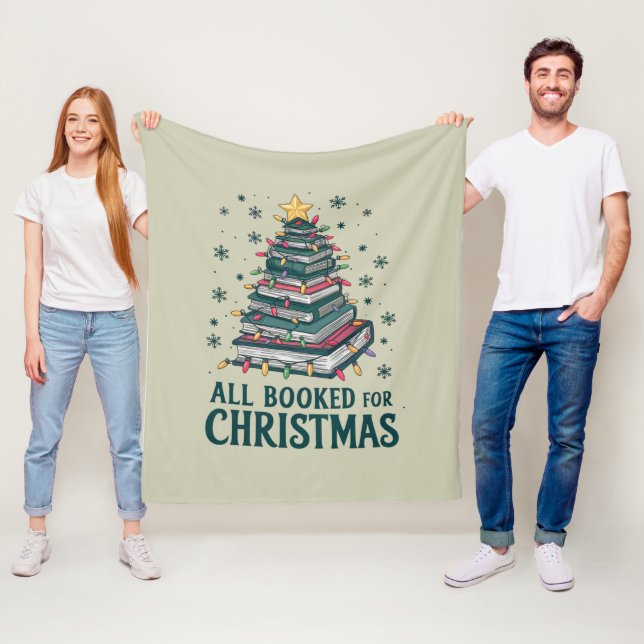 All Booked For Christmas Gift for Librarian Lover Fleece Blanket (In Situ)