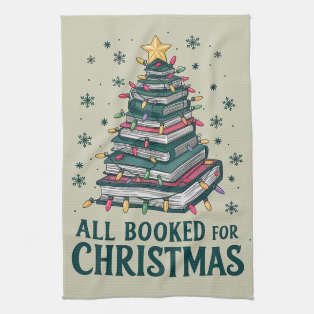 All Booked For Christmas Gift for Librarian Lover Kitchen Towel (Vertical)