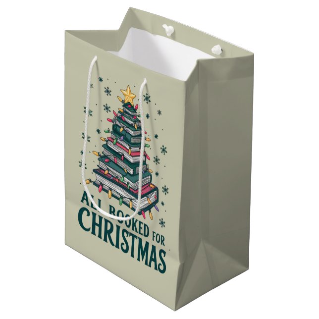 All Booked For Christmas Gift for Librarian Lover Medium Gift Bag (Front Angled)